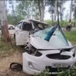 बाईक सवार को बचाते समय कार पेड़ से टकराने से कार चालक नौजवान की मौके पर हुई मौत