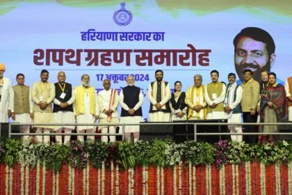 नायब सिंह सैनी दूसरी बार बने हरियाणा के मुख्यमंत्री,नए मंत्री मंडल के साथ ली पद की शपथ