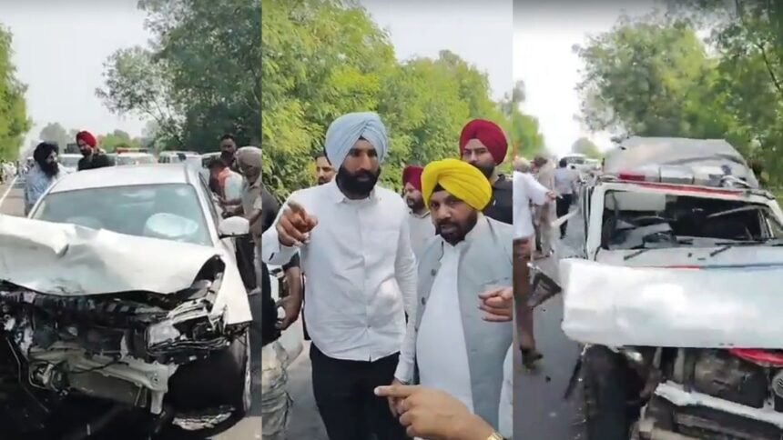 कैबिनेट मंत्री के काफिले से टकराई गाड़ी, 3 गनमैनों के सिर फूटे, 5 घायल